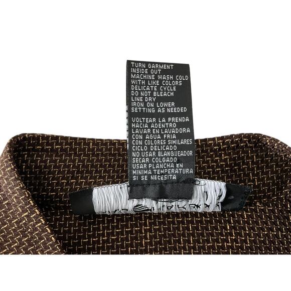 Sag Harbor Petite Brown Gold Embroidered Zip Up Jacket Size 12P Woven Texture - Picture 7 of 12